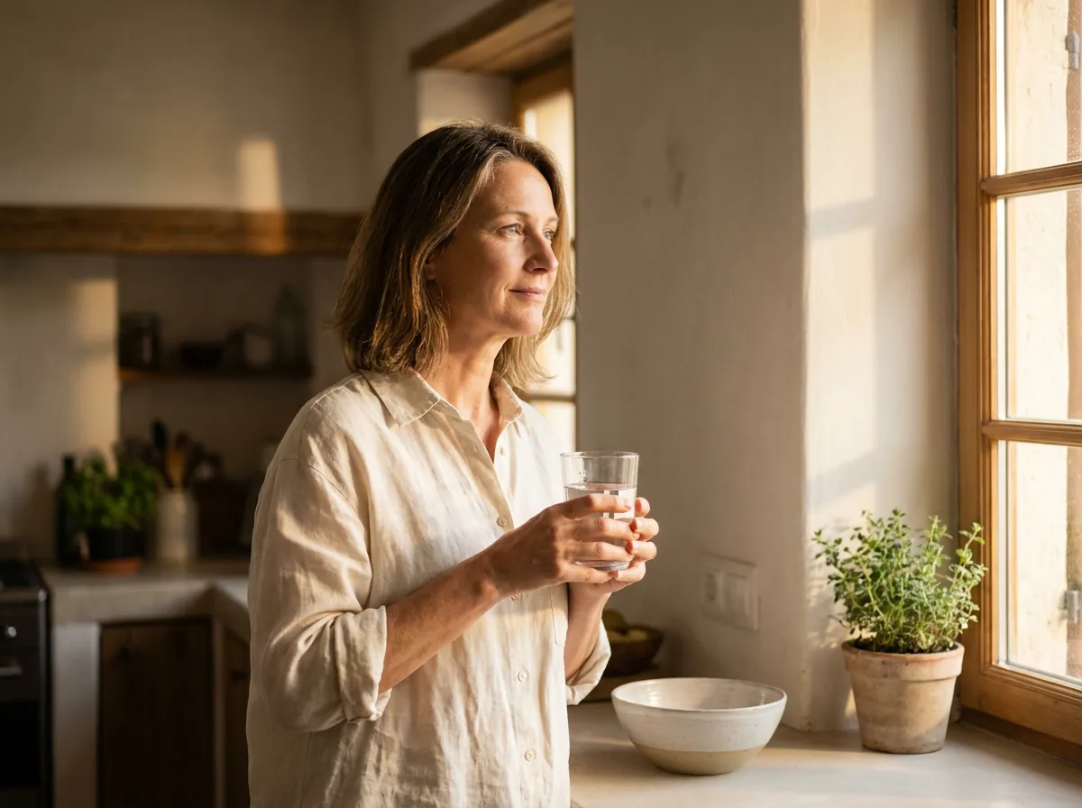 A comfortable morning at a sunlit kitchen window