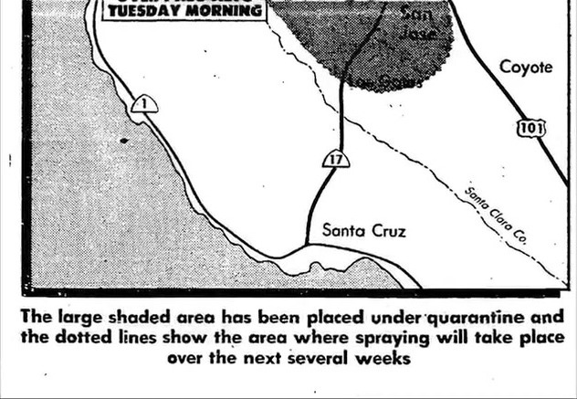 Map of the aerial spraying quarantine area